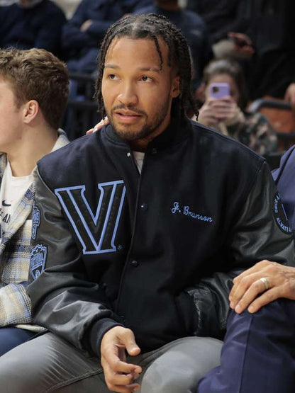 Jalen Brunson Villanova Black Varsity Jacket - back view
