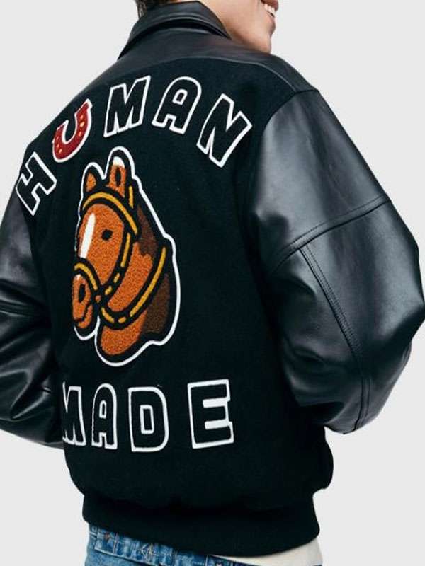 Human Made Black Varsity Jacket - side view