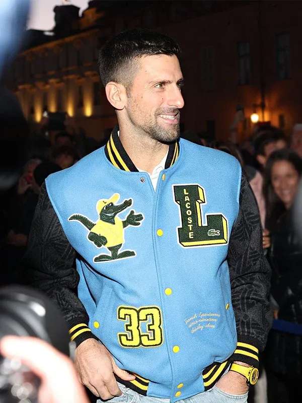Novak Djokovic Lacoste Varsity Jacket - back view