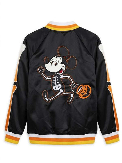Mickey Mouse Skeleton Black Varsity Jacket