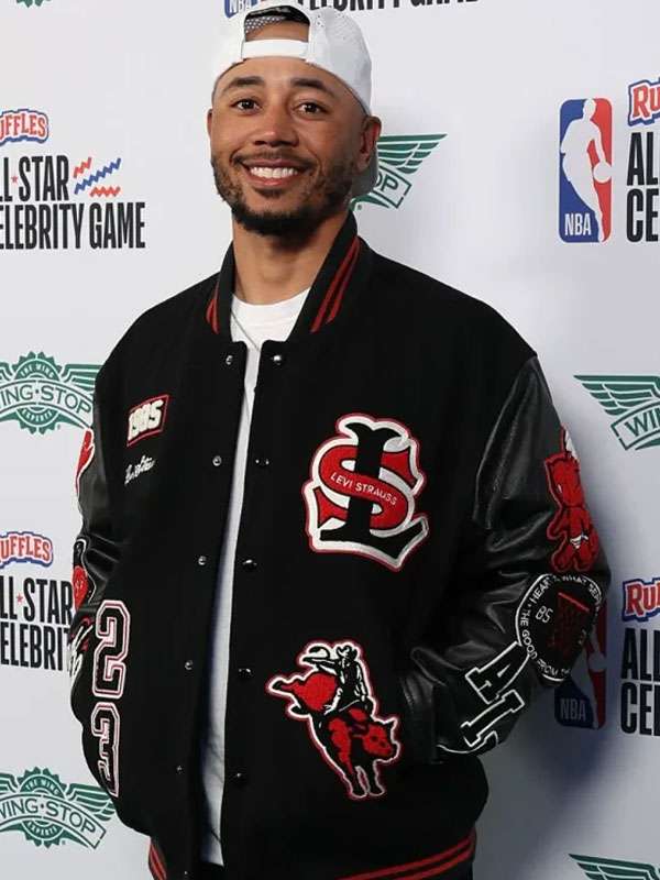 Mookie Betts NBA All Star Black Varsity Jacket - back view