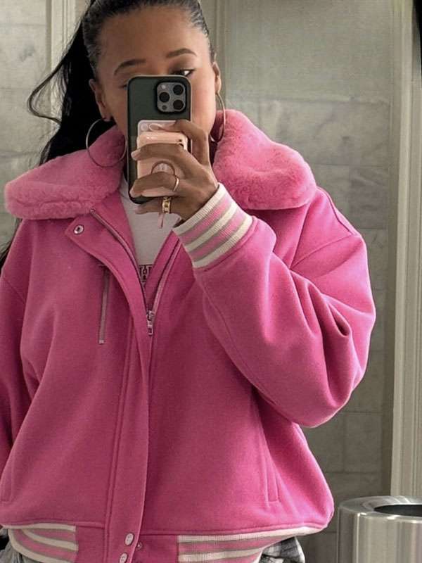 US Open Naomi Osaka Pink Varsity Jacket