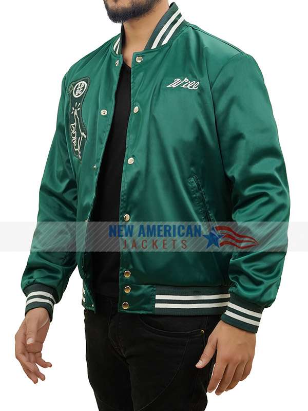 Seth Rogen Platonic 2023 Green Varsity Jacket - detail view
