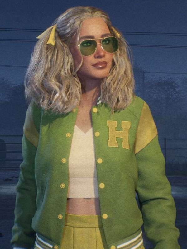 Lynda Van Der Klok Halloween the Game Green Varsity Jacket