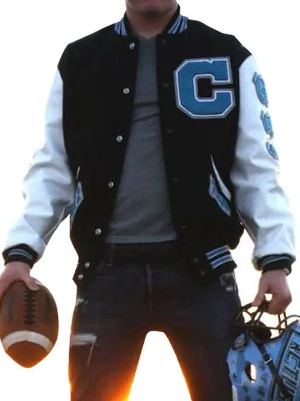Men Champions Black and White Football Varsity Jacket