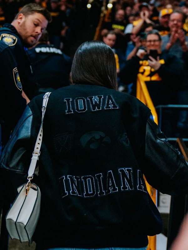 Caitlin Clark Indiana Fever 2025 Black Varsity Jacket - side view