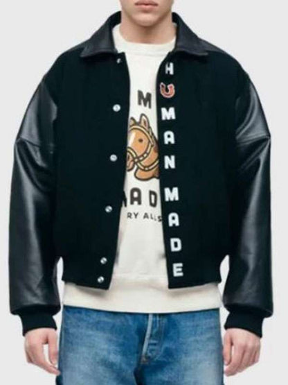 Human Made Black Varsity Jacket - back view
