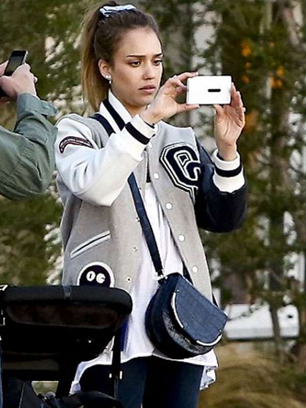 Jessica Alba Oc Varsity Jacket - back view