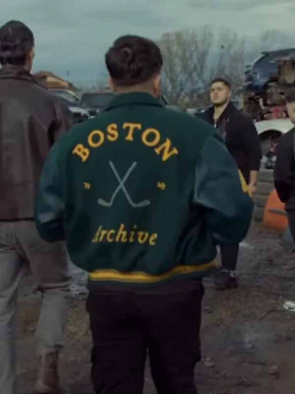Olsi Bylyku Police Per Jete Green Varsity Jacket - detail view