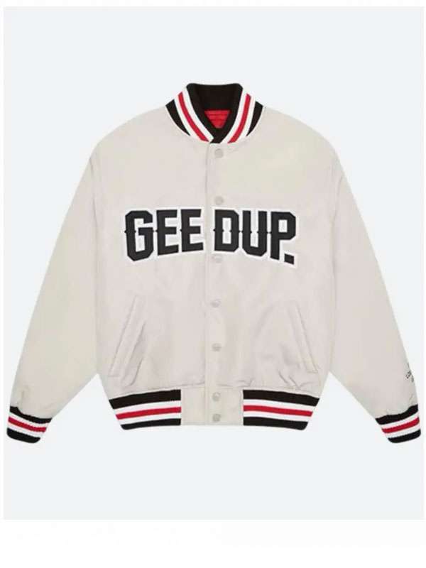 Geedup White Varsity Jacket - back view