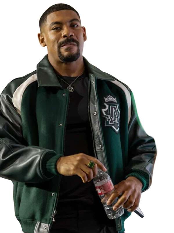 Aaron Pierre Lanterns Comic Con Varsity Jacket - back view