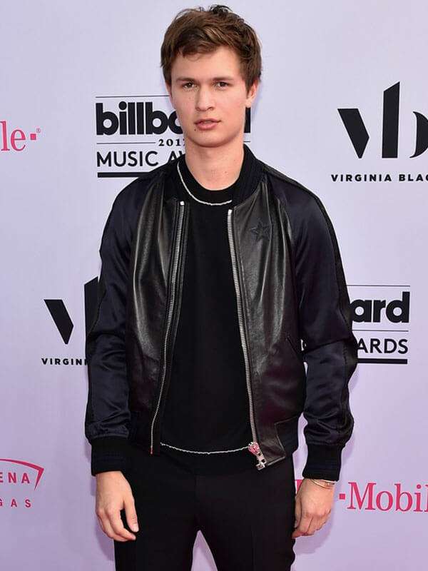 Ansel Elgort Varsity Jacket - side view