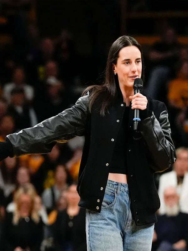 Caitlin Clark Indiana Fever 2025 Black Varsity Jacket - back view