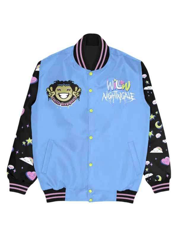 Willow Nightingale AEW Blue Varsity Jacket - back view