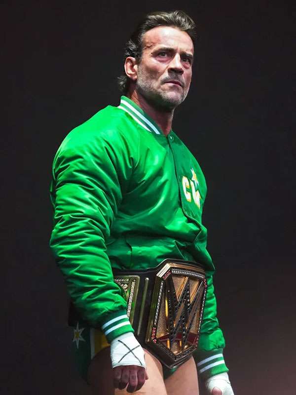 CM Punk Summerslam Green Varsity Jacket - side view