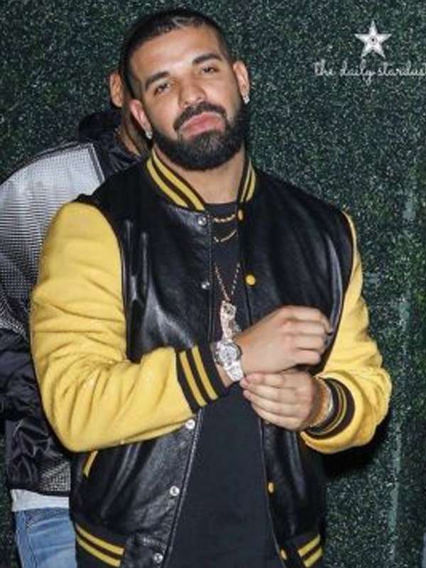 Drake Yellow Black Varsity Jacket - side view