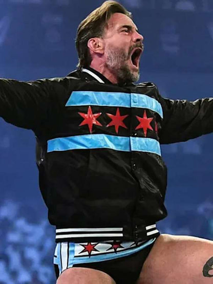Night of Champions CM Punk Black Varsity Jacket - back view