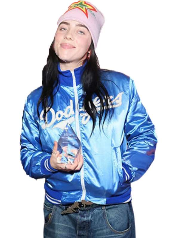 Billie Eilish Dodgers Blue Varsity Jacket - back view