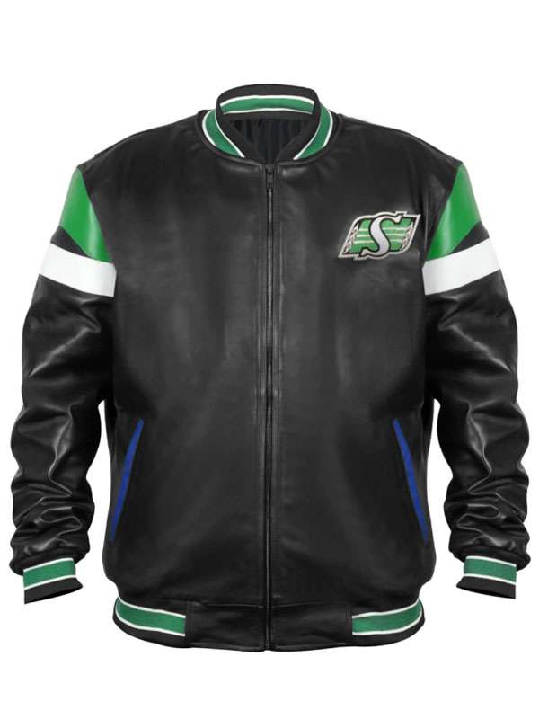 Saskatchewan Roughriders Varsity Leather Jacket - back view