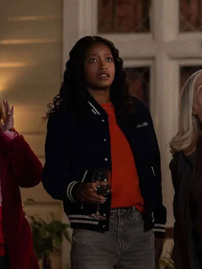 The Burbs Keke Palmer Black Varsity Jacket - back view