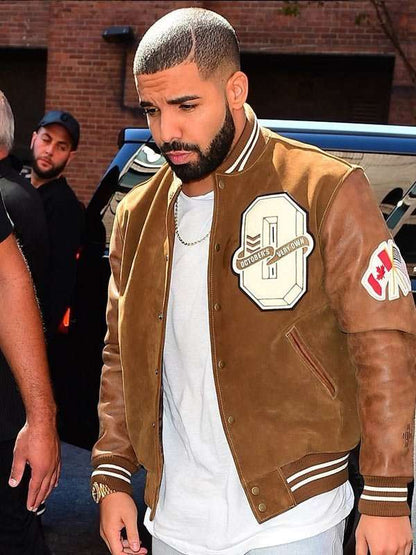 Drake Brown Varsity Jacket - side view