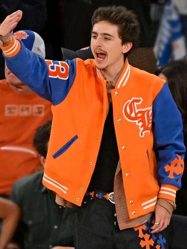 Timothee Chalamet Varsity Jacket - detail view