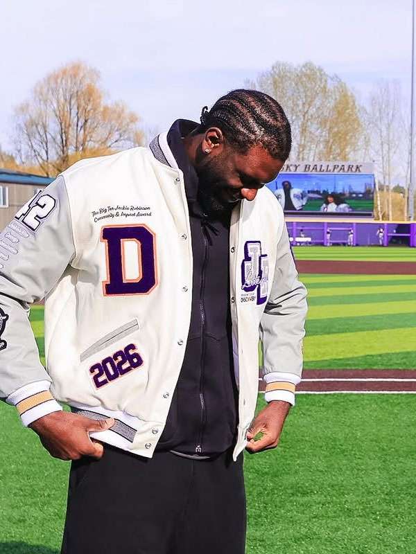 Franck Kepnang Jackie Robinson Letterman Jacket - side view