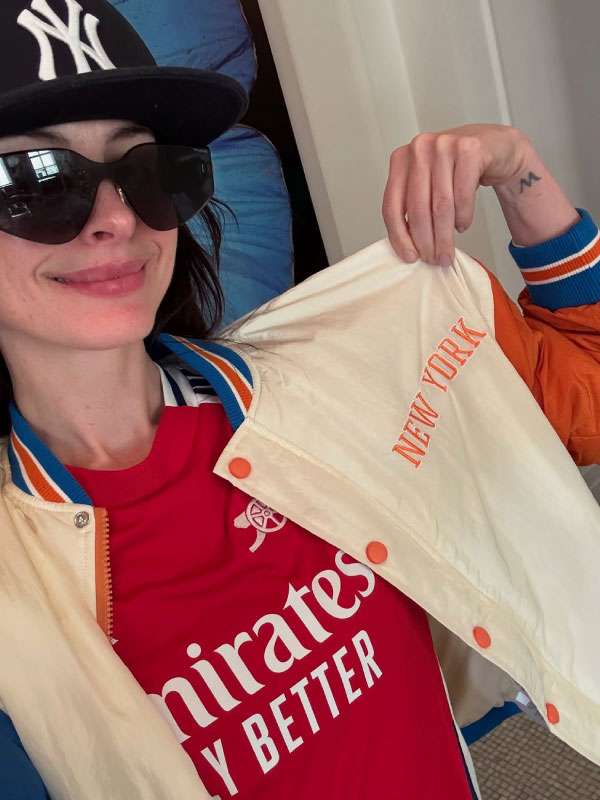 Anne Hathaway Knicks Varsity Jacket - alternate view