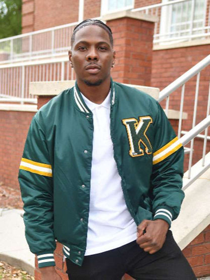 Cam Watkins All American Homecoming Green Varsity Jacket - back view