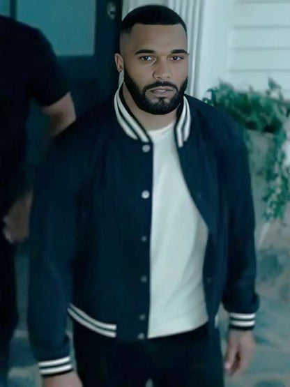 Tyler Perrys Duplicity Tyler Lepley Black Varsity Jacket - side view