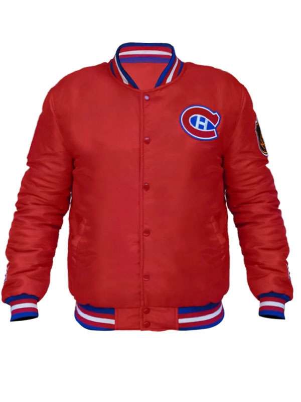 Montreal Canadiens Red Varsity Jacket - back view