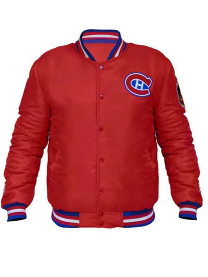 Montreal Canadiens Red Varsity Jacket - back view