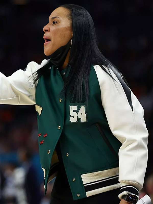 Dawn Staley 54 Green and White Letterman Jacket - detail view
