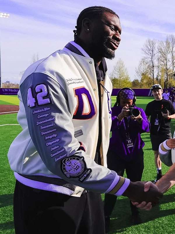 Franck Kepnang Jackie Robinson Letterman Jacket - back view