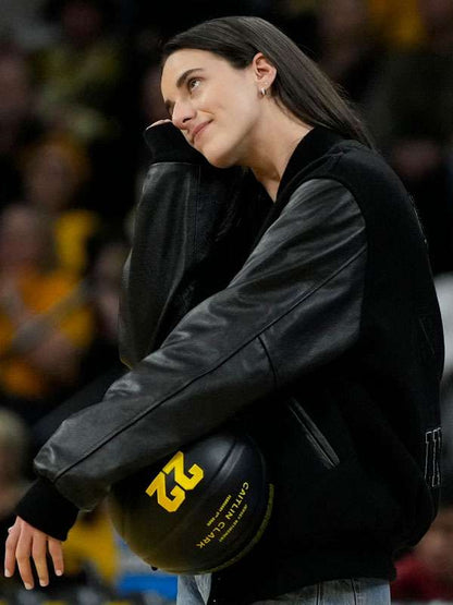 Caitlin Clark Indiana Fever 2025 Black Varsity Jacket - alternate view
