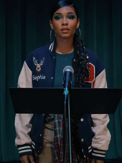 Dead Deer High Kyla Brown Varsity Jacket - back view