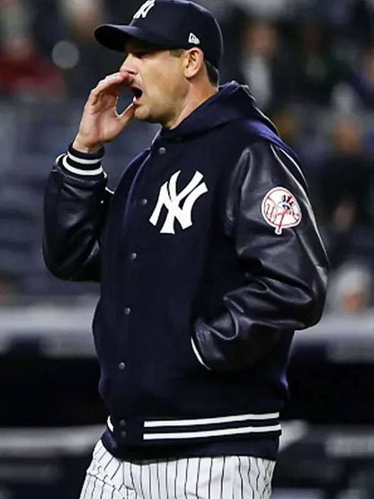Aaron Boone NY Yankees Varsity Jacket - detail view