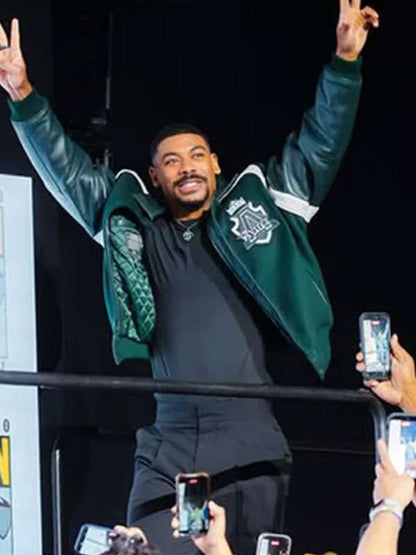 Aaron Pierre Lanterns Comic Con Varsity Jacket - side view