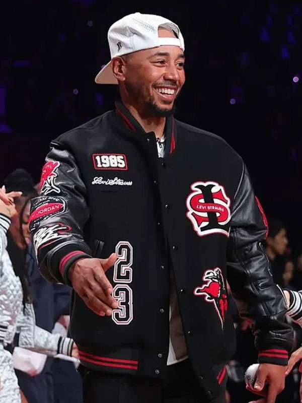 Mookie Betts NBA All Star Black Varsity Jacket - side view