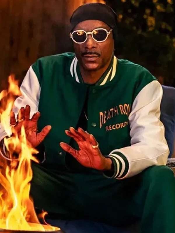 Snoop Dogg Death Row Records Green Varsity Jacket - back view