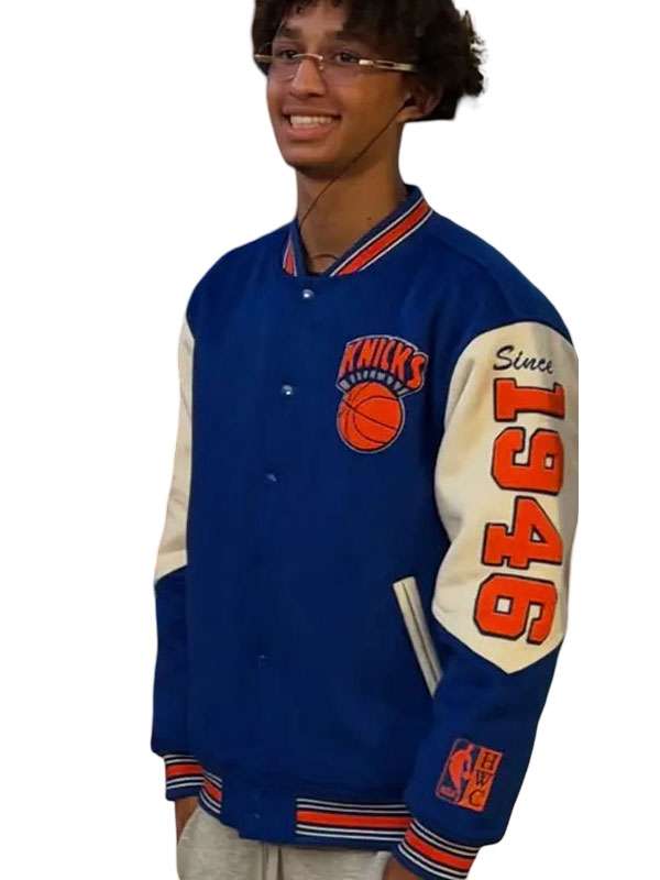 Egypt Dean Knicks Victory Parade Varsity Jacket - back view