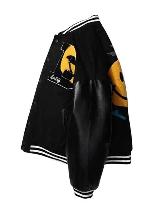 ASAP Rocky Smiley Black Varsity Jacket - back view
