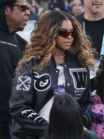 Super Bowl LX Blue Ivy Carter Black Varsity Jacket - back view