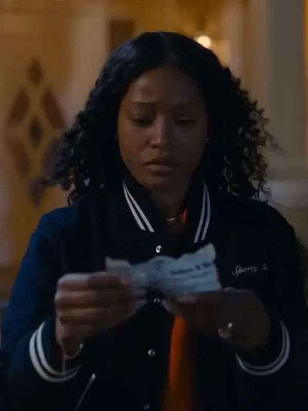 The Burbs Keke Palmer Black Varsity Jacket - side view