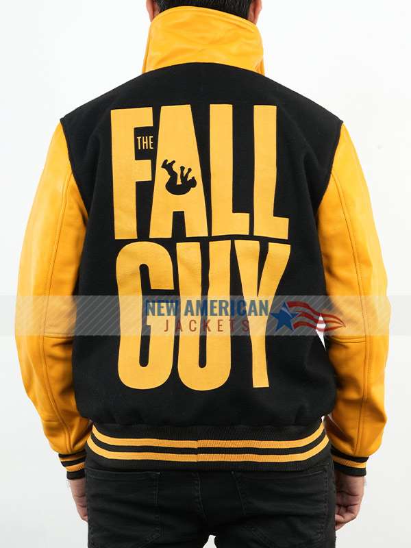 Ryan Gosling the Fall Guy Black and Yellow Varsity Jacket - side view