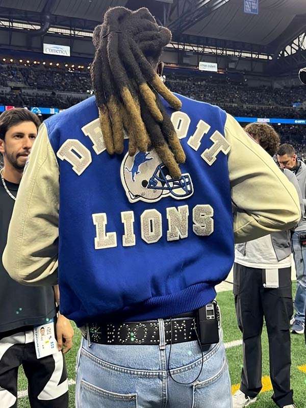 Shaboozey Detroit Lions Letterman Jacket - alternate view