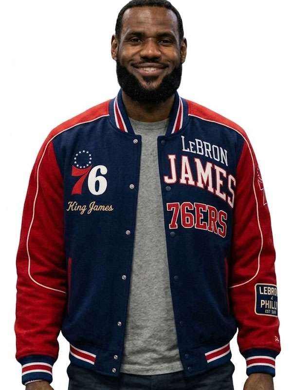 Lebron James 76ers Varsity Jacket - back view