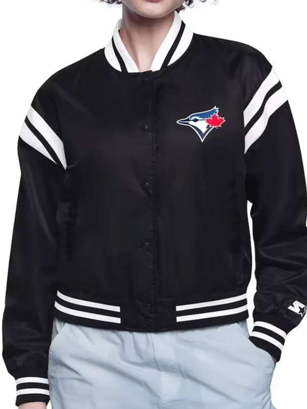 Toronto Blue Jays Satin Varsity Jacket - detail view