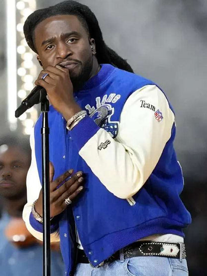 Shaboozey Detroit Lions Letterman Jacket - back view