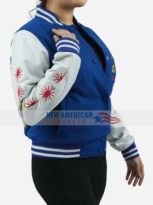 Power Book II Ghost Effie Blue and White Varsity Jacket - side view
